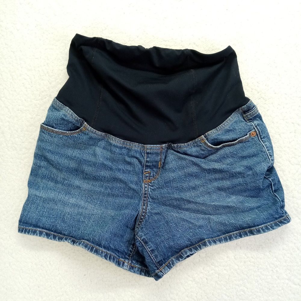 Iasabel Maternity Jeans Shorts Womens 10 Stretch Denim Cotton‎ Blend Medium Wash